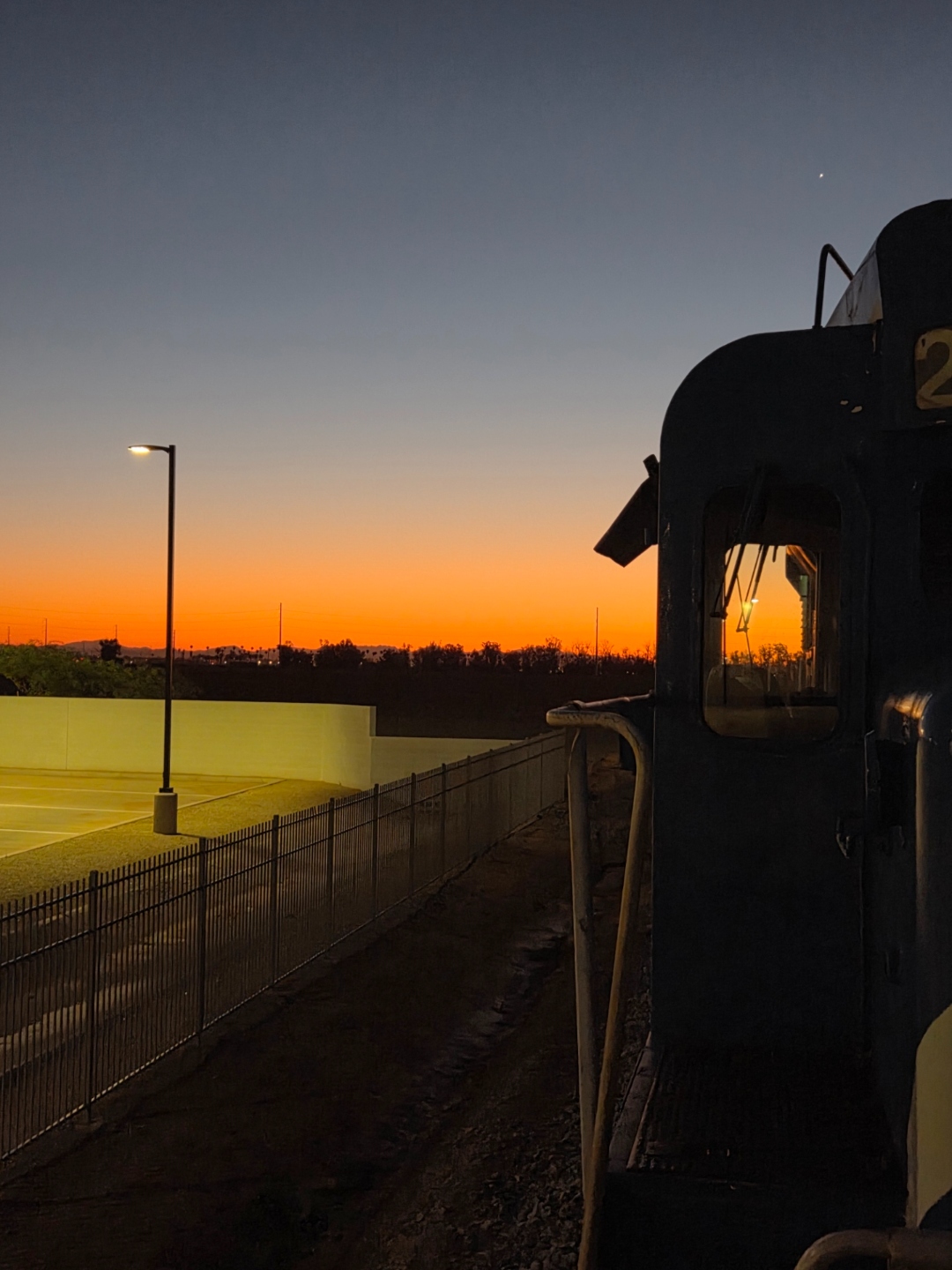 Locomotive at sunrise